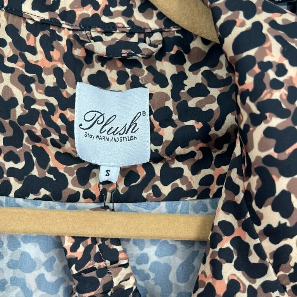 Plush Revolve Sleepwear Small Womens Animal Print Shorts Top Leopard Casual New